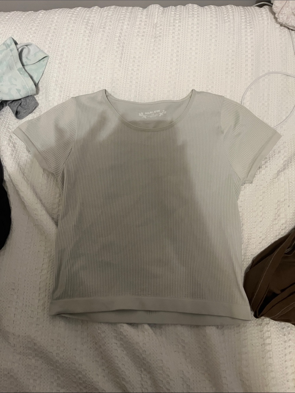 Harlow Short Sleeve Ribbed Tee in Sage Green